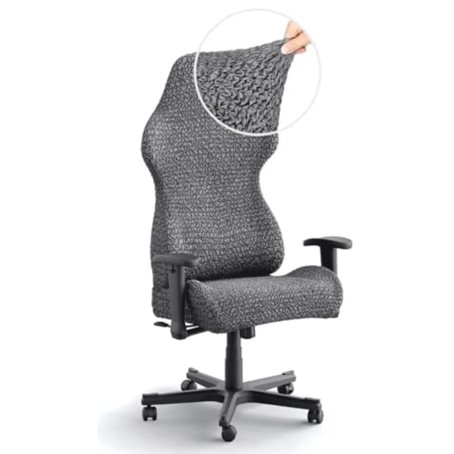 Office and Gaming Chair Slipcover - Stretch Computer Desk Chair Cover with Zipper - Fabric Slipcovers - 1-Piece Form Fit Cover