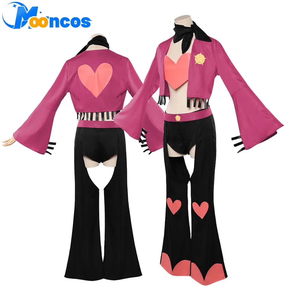 Fantasy Angel Cosplay Dust Costume Anime Hazbin Role Game Coat Pants Belt Set for Women Halloween Carnival Party Dress