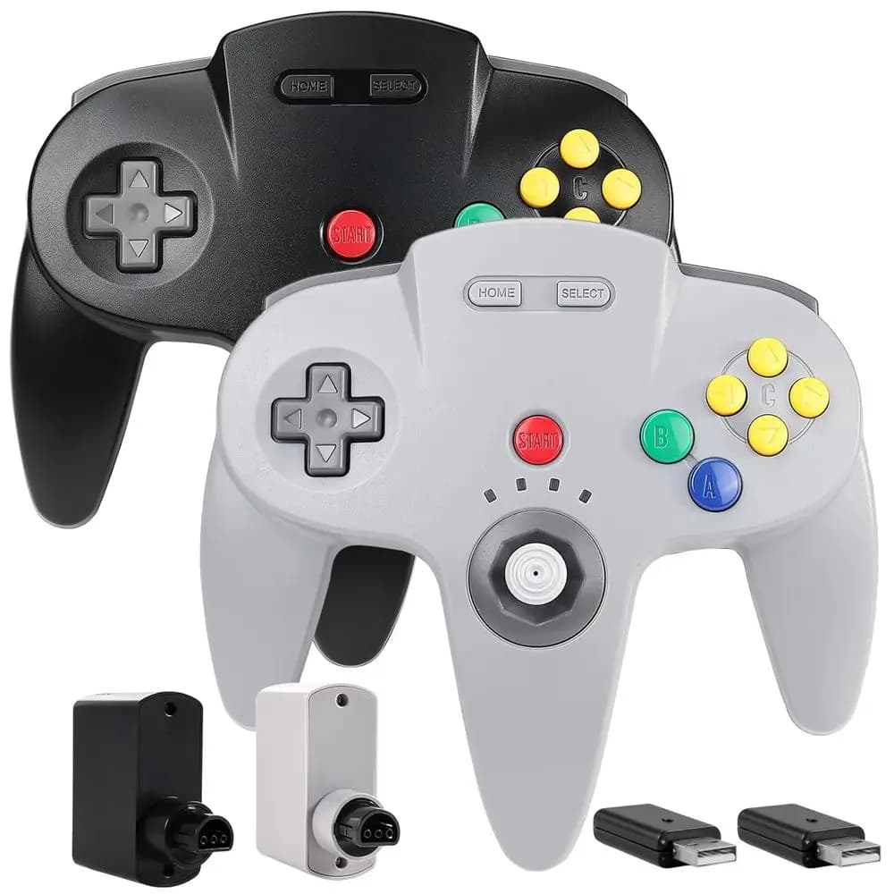 Controller wireless N64 Switch Online da 2,4 GHz, ricevitori USB e N64, compatibili con Windows, iOS, Raspberry Pi, ricaricabili, Pl