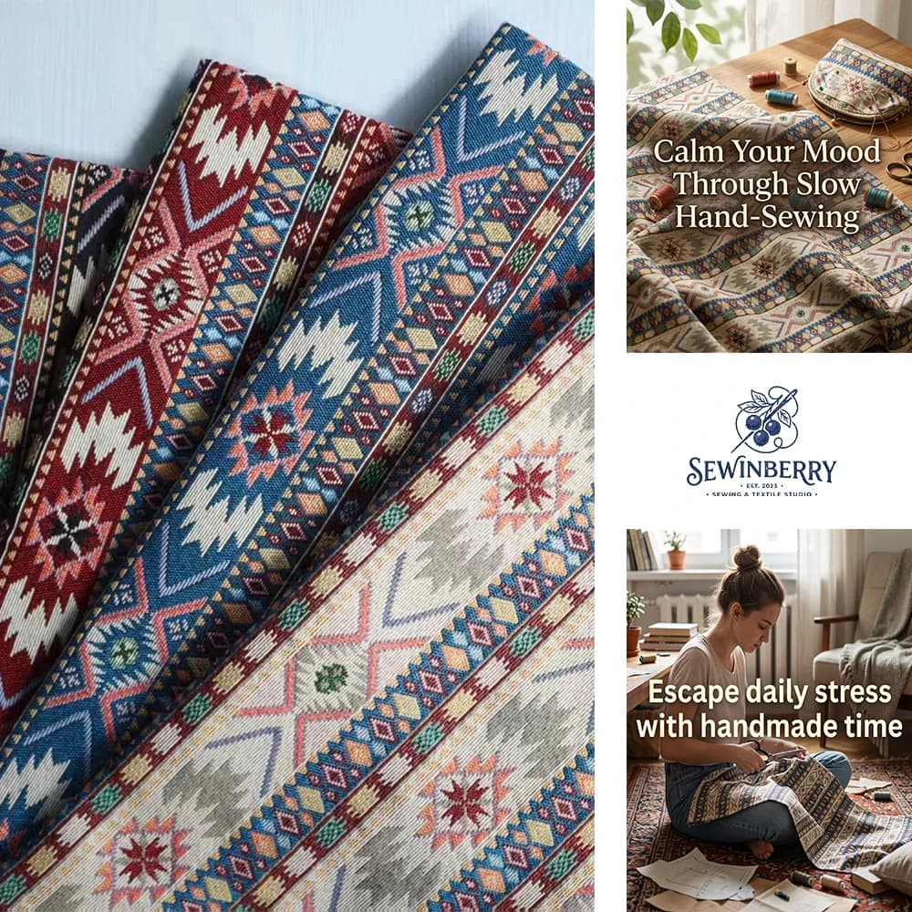 Bohemian Ethnic Jacquard Woven Fabric Stress‑Relief DIY Sewing Material For Cushion Cover Tapestry Garment And Patchwork Craft