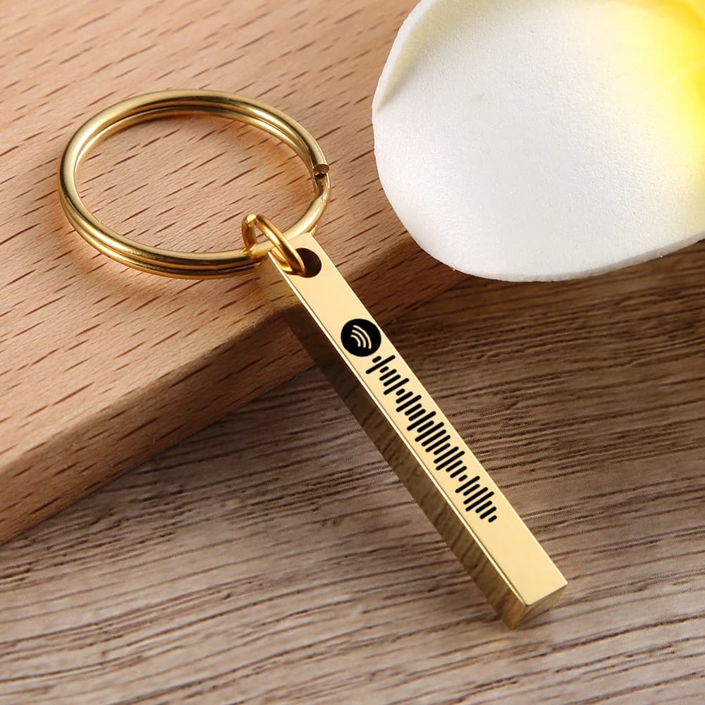 Personalized Music Code Keychain for Men and Women Keychain with Stainless Steel Laser Engraved Bar Custom Gifts for boyfriend