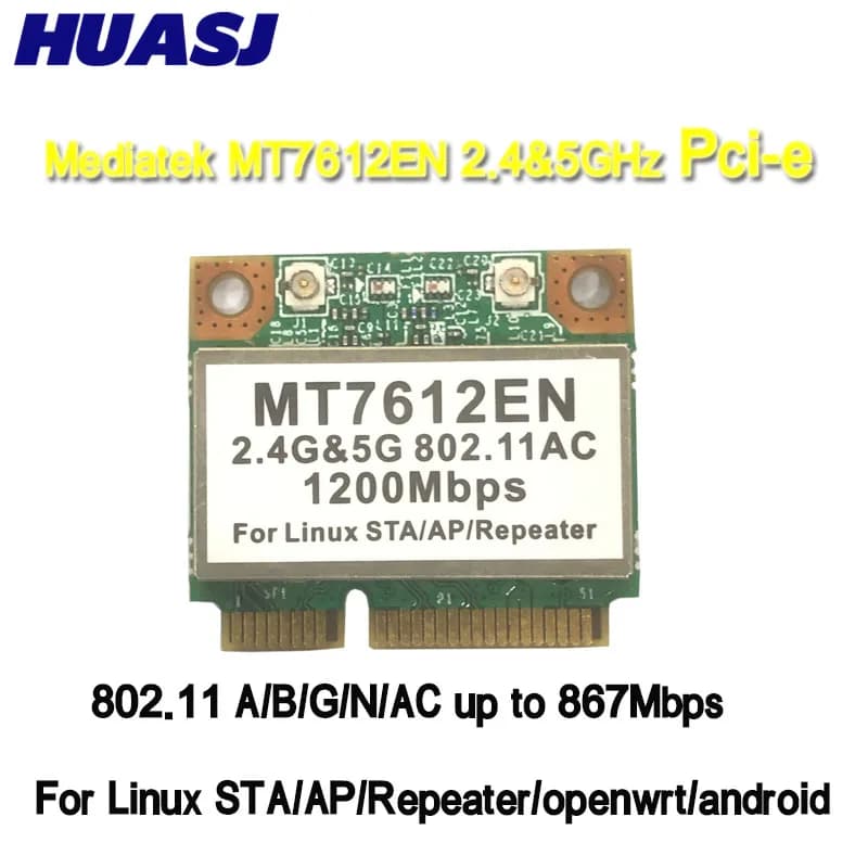 Huasj WiFi Mini PCIe 802.11ac modulo Mediatek MT7612EN 2.4 5GHz per Android Linux STA/AP/ripetitore