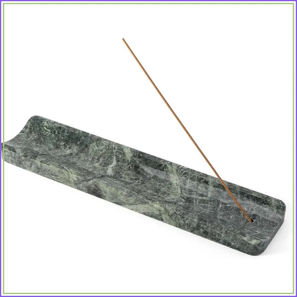 Marble Incense Holder for Sticks, Ash Catcher, Natural Stone Burner, Home Table Decor, Verde Alpi
