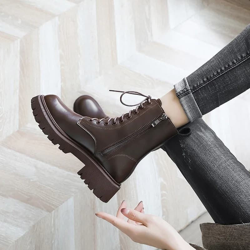 Women's Long Tube Boots Autumn New Mixed Thick Bottom Boots Slim Short Boots Spring Autumn Single Boot