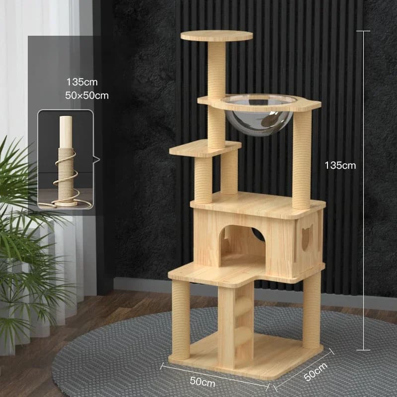 t Gatto Struttura da arrampicata in legno massello Gioco Piattaforma antigraffio per gatti Torre per alberi per bestiame Condo per i giocattoli Modulo spaziale Gatti Prodotti per animali domestici