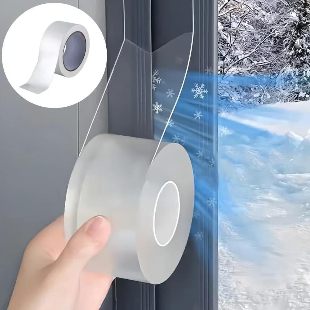 Nastro sigillante per finestre 1 pz 5mX5cm, nastro sigillante trasparente per finestre, nastro sigillante antivento e impermeabile per vetro di finestre