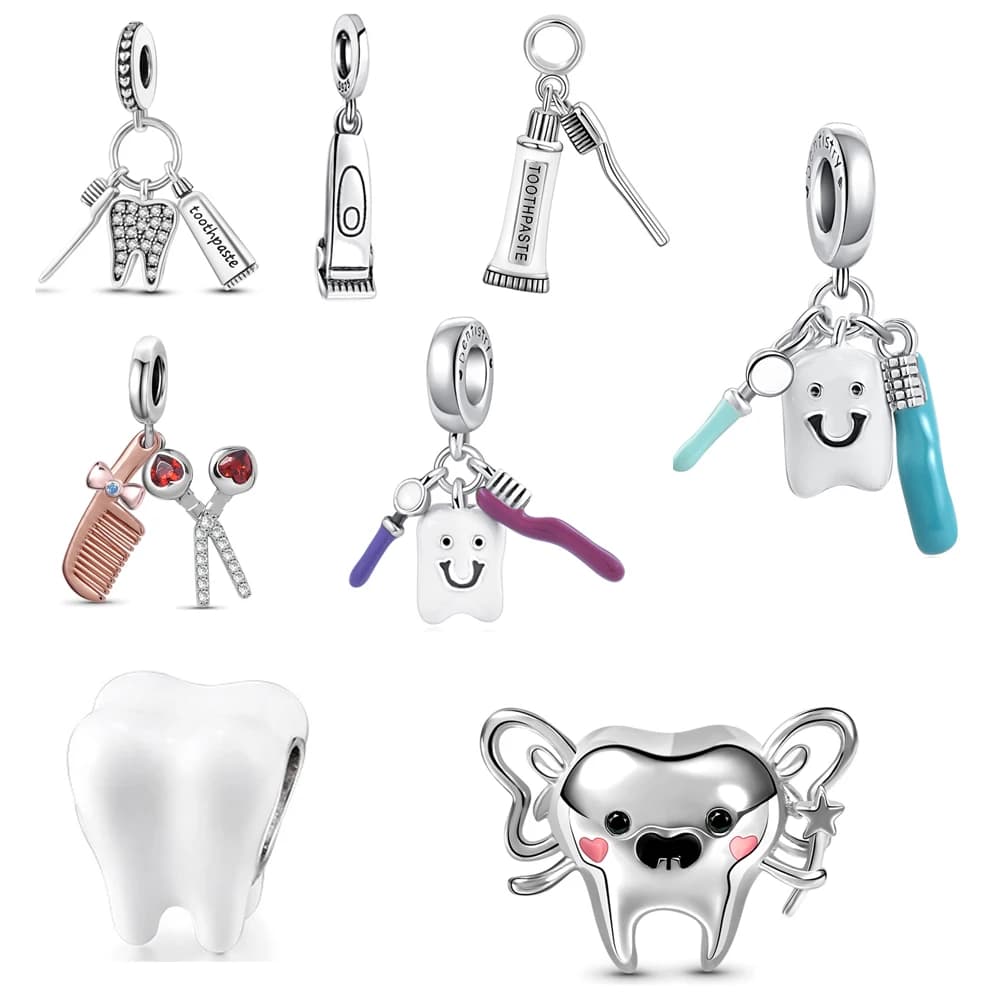 2024 Vendita Calda Nuovo Spazzolino Denti Catena Fai Da Te 925 Sterling Silver Bead Fit Pandora Bracciale Bangle Jewerlry Accessori