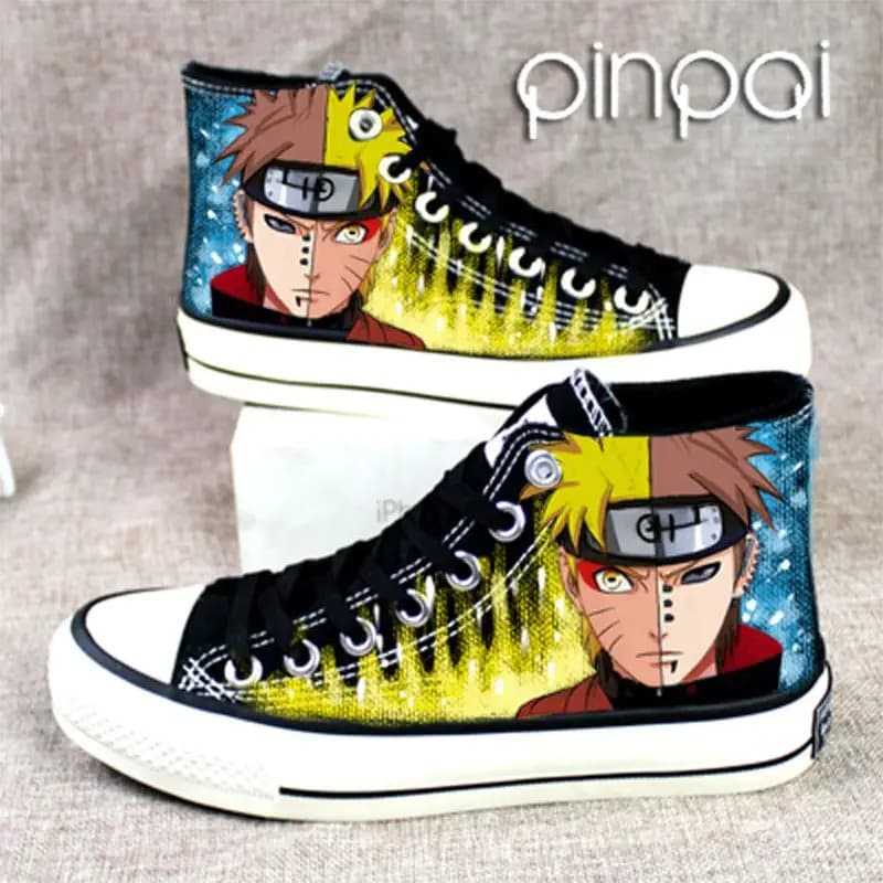 Scarpe in tela Naruto per uomo e donna, sneakers anime alte, scarpe casual con graffiti, regalo per le vacanze Uzumaki Naruto Uchiha Itachi