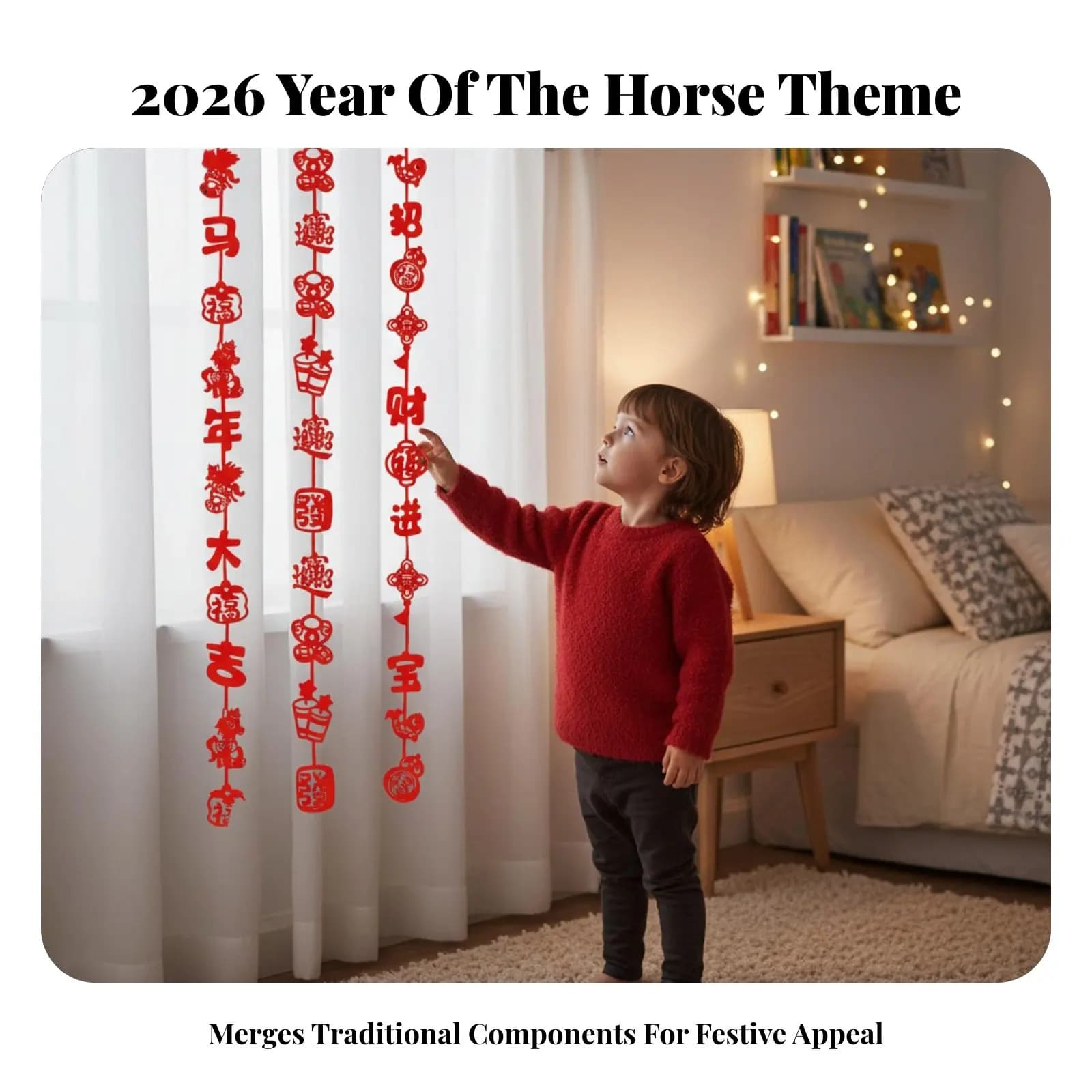 Decorazione Sospesa Anno del Cavallo 2026, Decorazione per Tende del Capodanno Cinese, Ornamento Festivo per Casa e Centro Commerciale