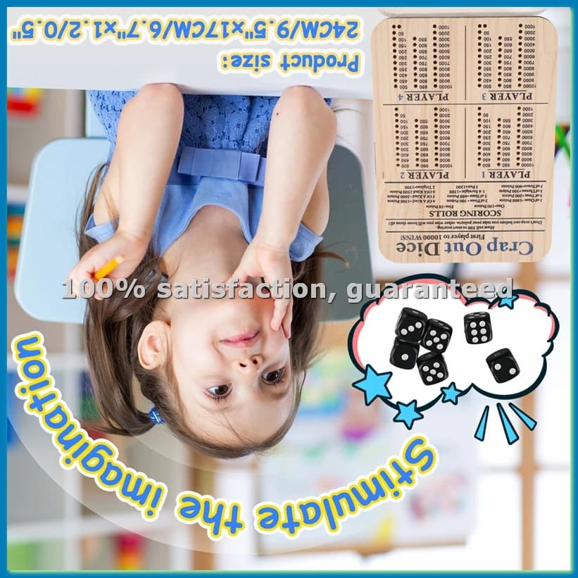 Tabellone Segnapunti in Legno per Gioco dei Dadi, Gioco da Tavolo Classico per Famiglie, Divertente Gioco con Dadi e Vassoio in Legno, Tabellone Punteggio M-ABFB