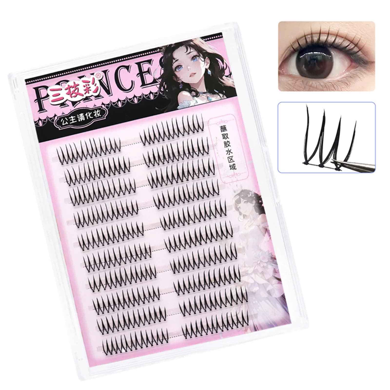 Ciglia finte stile idol coreano Cluster a forma di U 7-9mm Lunghezza mista Curl Design in fibra morbida naturale per il trucco quotidiano e sul palco