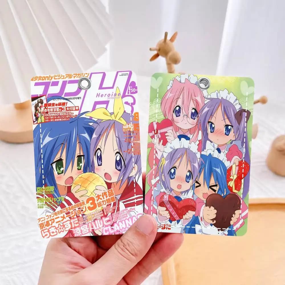 Anime L-Lucky StarS Cute Girl Portafoglio classico in pelle con custodia per carte, compatto, per uomo e donna in viaggio