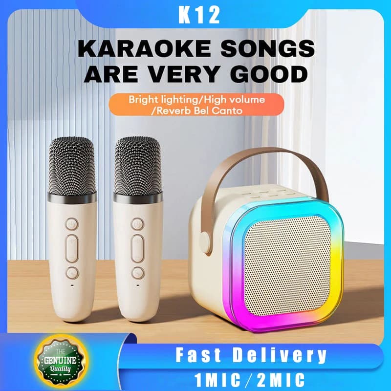 【Consegna veloce】Altoparlante karaoke wireless Microfono Bluetooth K12 Home KTV Machine Mini altoparlante Bluetooth portatile con luce RGB