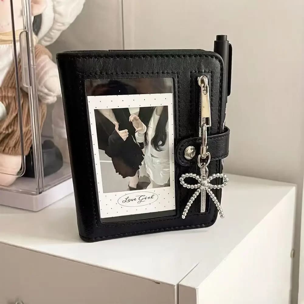 Multi-functional PU Leather Binder Notebook 5-Ring Loose-Leaf Detachable Pocket Journal with Photo Window Note Pad Gift