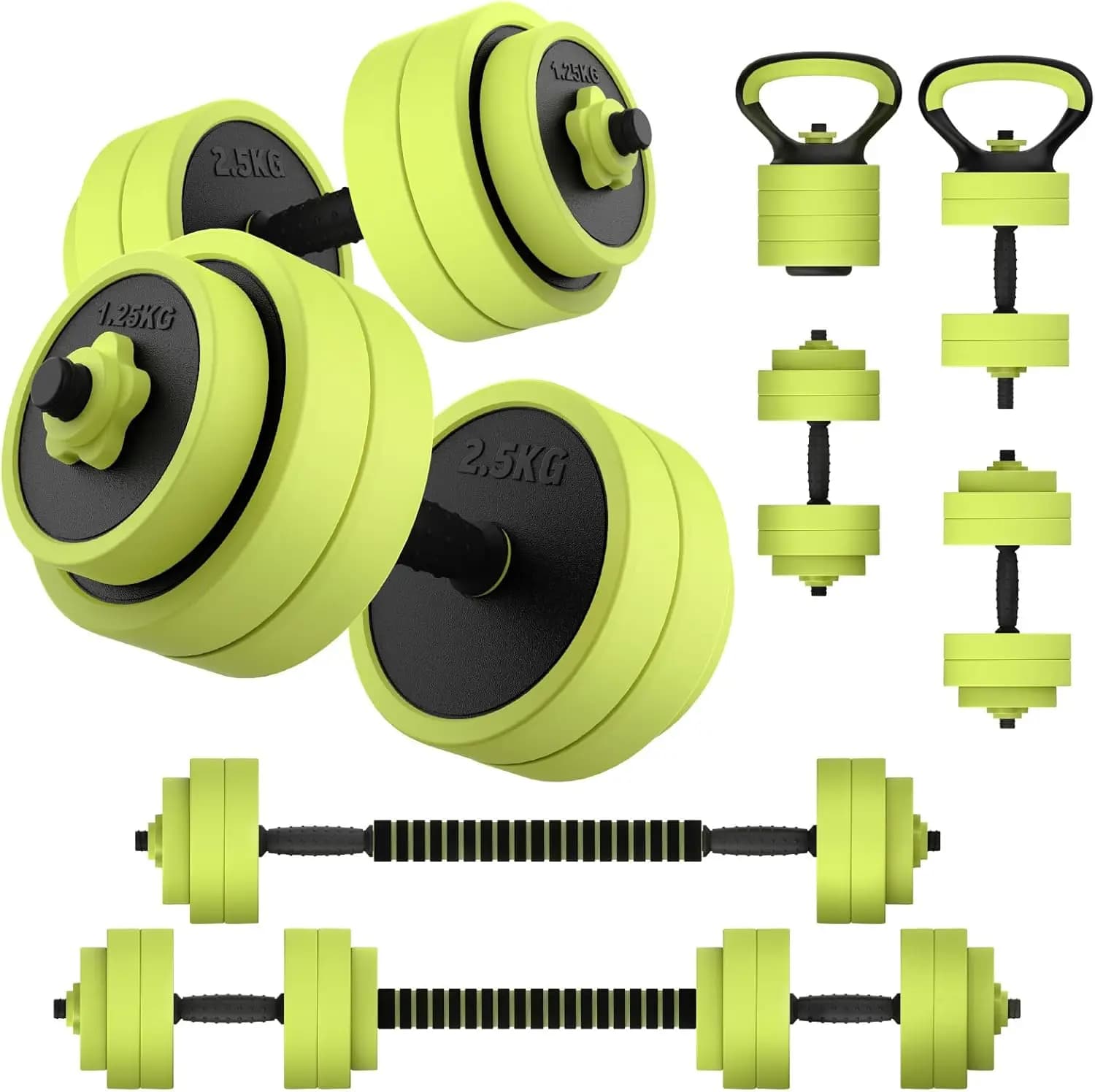 Adjustable dumbbell set, 4 in 1 free weights with home gym workout connector as Kettlebell Push-Up Stand Ab Roller