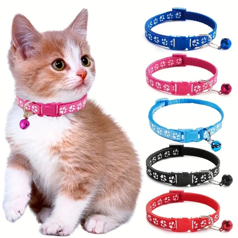 Fashion Collar for Cats with Colorful Patterns, Cute Bell, Adjustable Collars for Cats and Cats, Necklace with DIY Ring, Pet Accessories