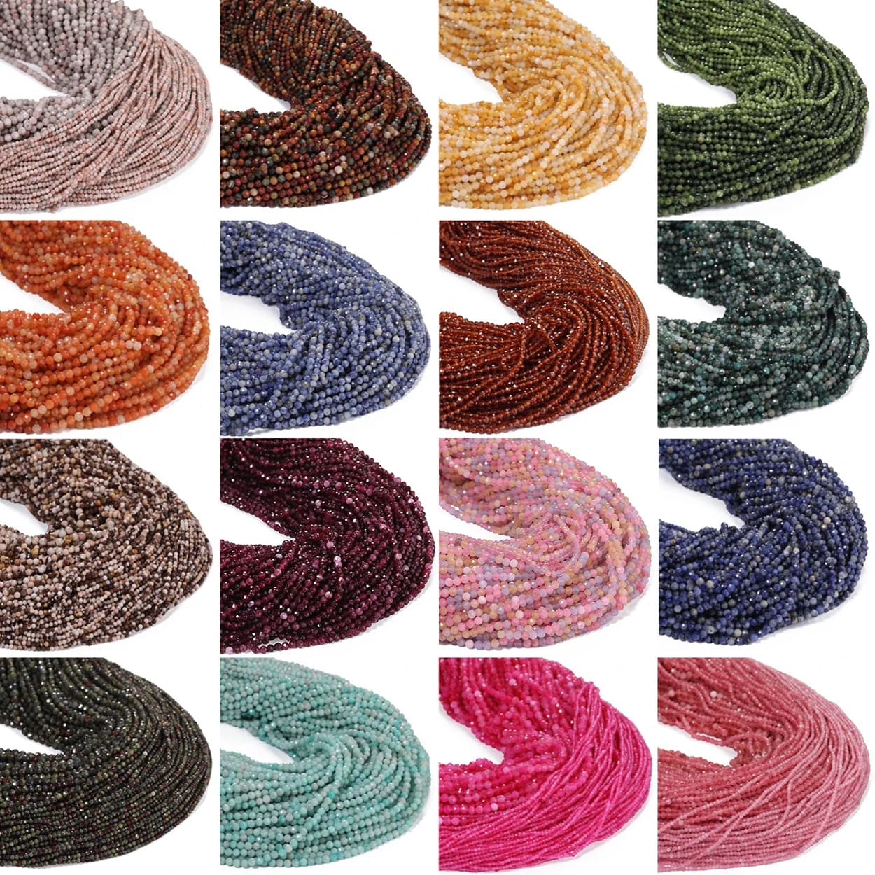 2/3/4mm Faceted Tiny Beads Natural Amazonite Garnet Tourmaline Morganite Stone Bead for Jewelry Making Diy Accessories Wholesale