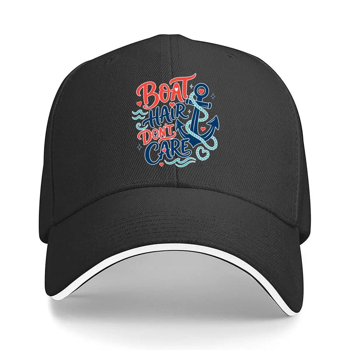 Boat Hair Dont Care Anchor Script Sandwich Baseball Cap Men Women Sun Cap Outdoor Workouts Hat