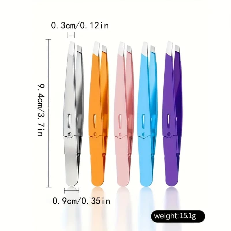 Stainless steel eyebrow tweezers, multi-purpose multi-purpose multi-colored tweezers with inclined tip, beauty tools for beard removal and eyebrows.