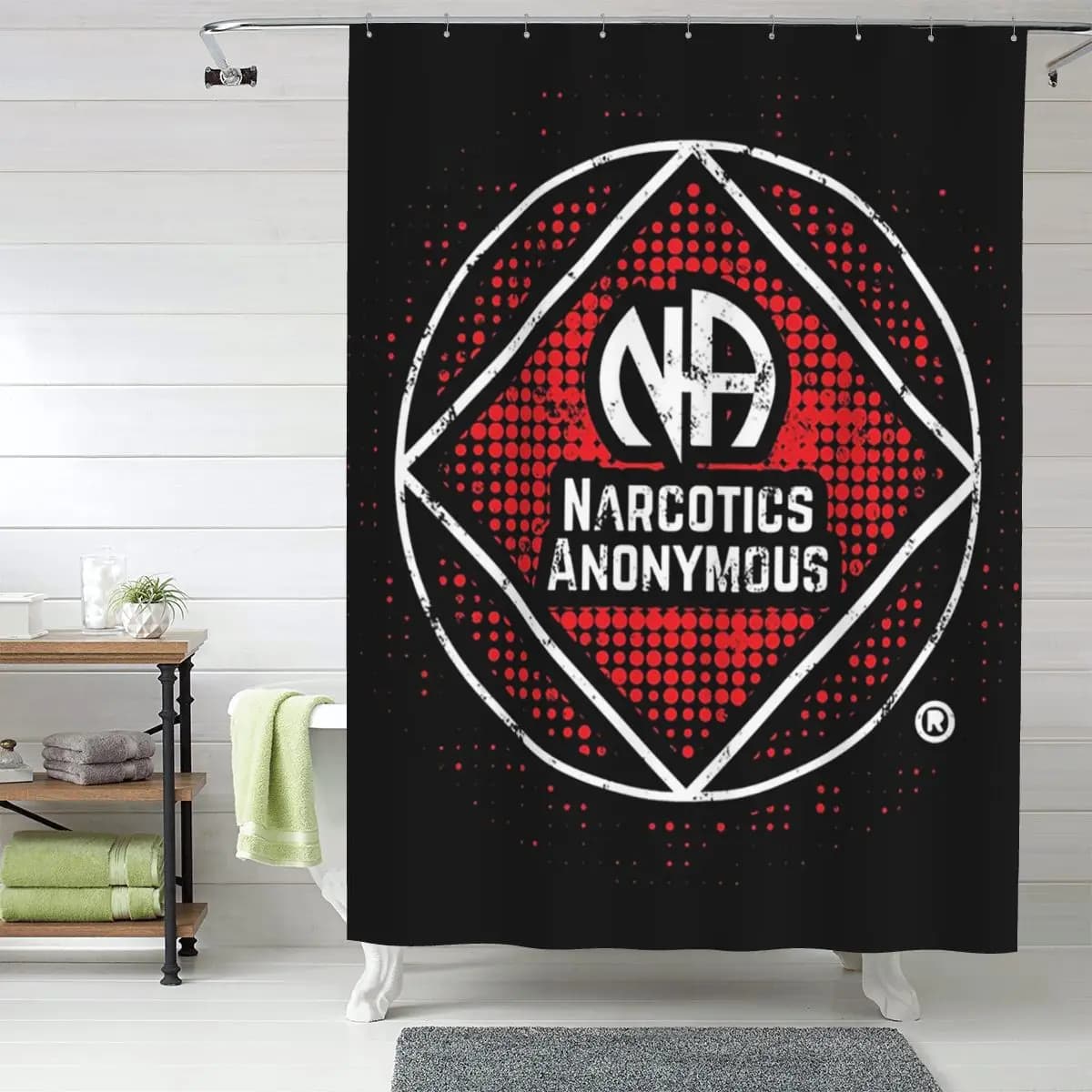 NA - Tenda da doccia Narcotics Anonymous, tende da bagno impermeabili in poliestere con ganci