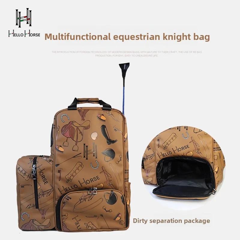 Borsa da Equitazione Stile Italiano Hello Horse, Zaino Equestre di Grande Capacità, Borsa a Tracolla per Attrezzatura e Abbigliamento Equestre