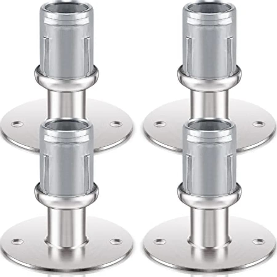 Piedini Regolabili in Acciaio Inox con Base Rotonda per Tubi in Acciaio Inox da 1 5/8 Pollici di Diametro Esterno, Stile Gamba da Tavolo