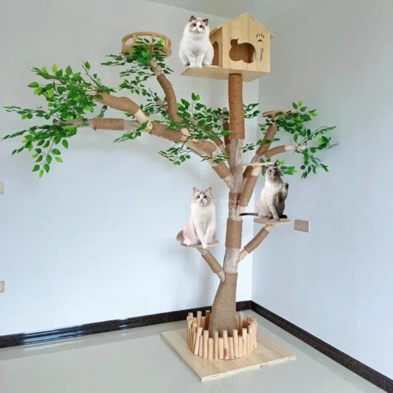 Integrated large cat climbing frame tree, cat coffee decorative tree, solid wood cat, house cat shelf set