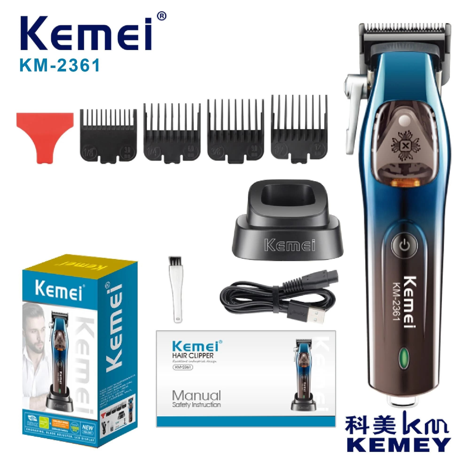 KEMEI km-2361 DLC 10000 giri/min Tagliacapelli ricaricabile Tagliacapelli Tagliacapelli