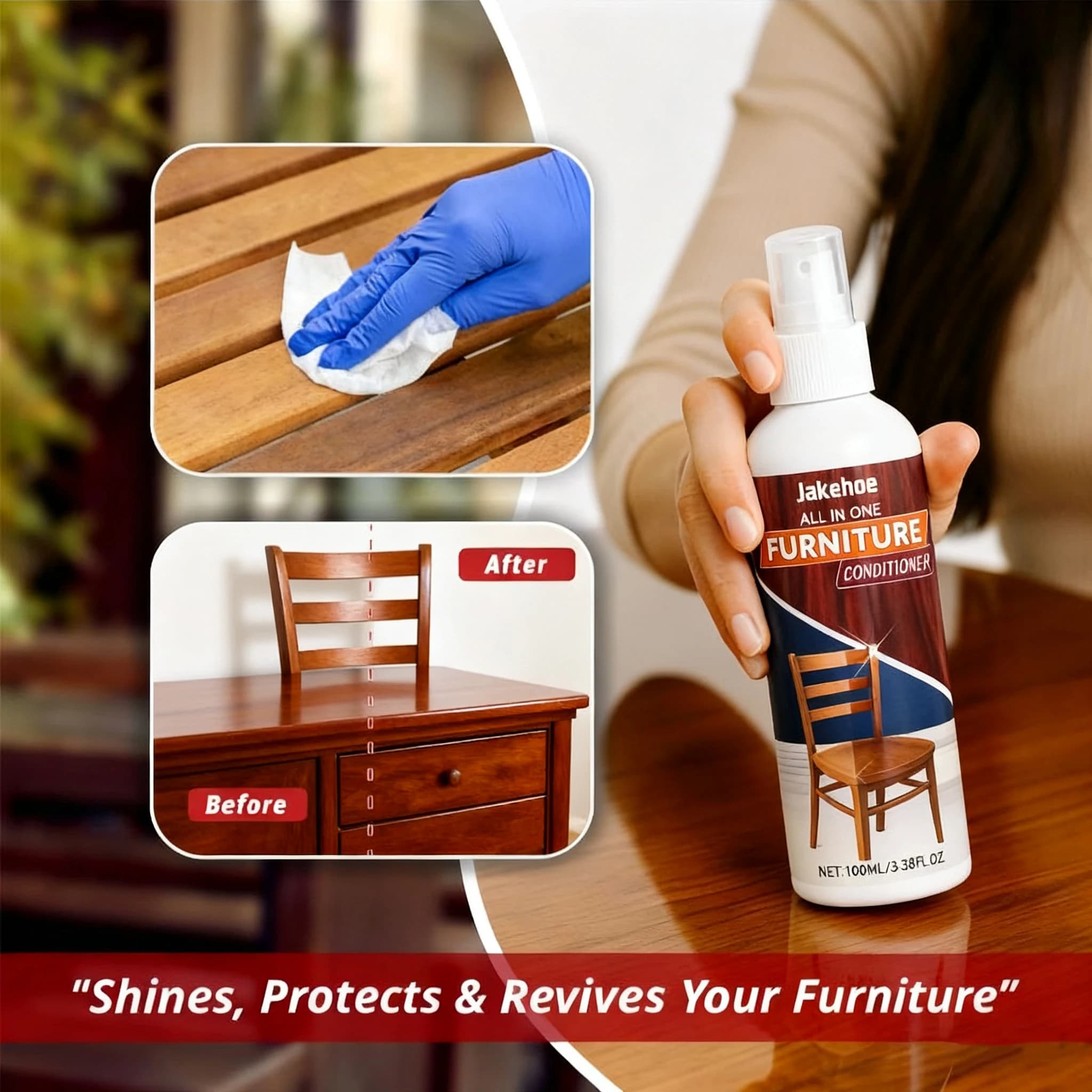 Spray per lucidare la cura del legno da 100 ml Lucidatore per mobili impermeabile tutto in uno Ripristino del legno Lustro naturale Prodotti per la pulizia della casa
