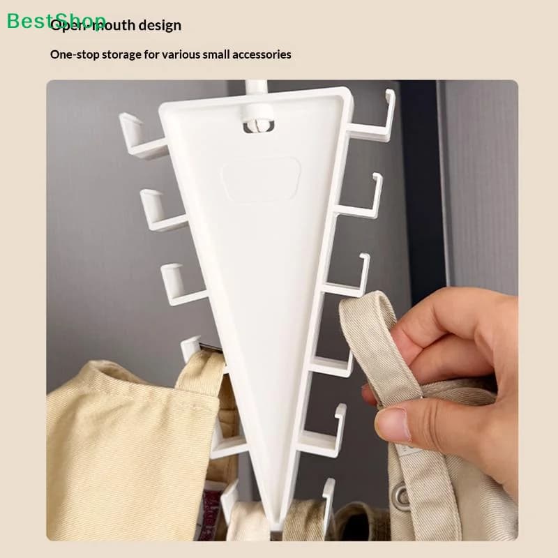 Organizzatore a doppia faccia con 12 ganci a V per cappelli da baseball, cinture, sciarpe, salvaspazio per armadio
