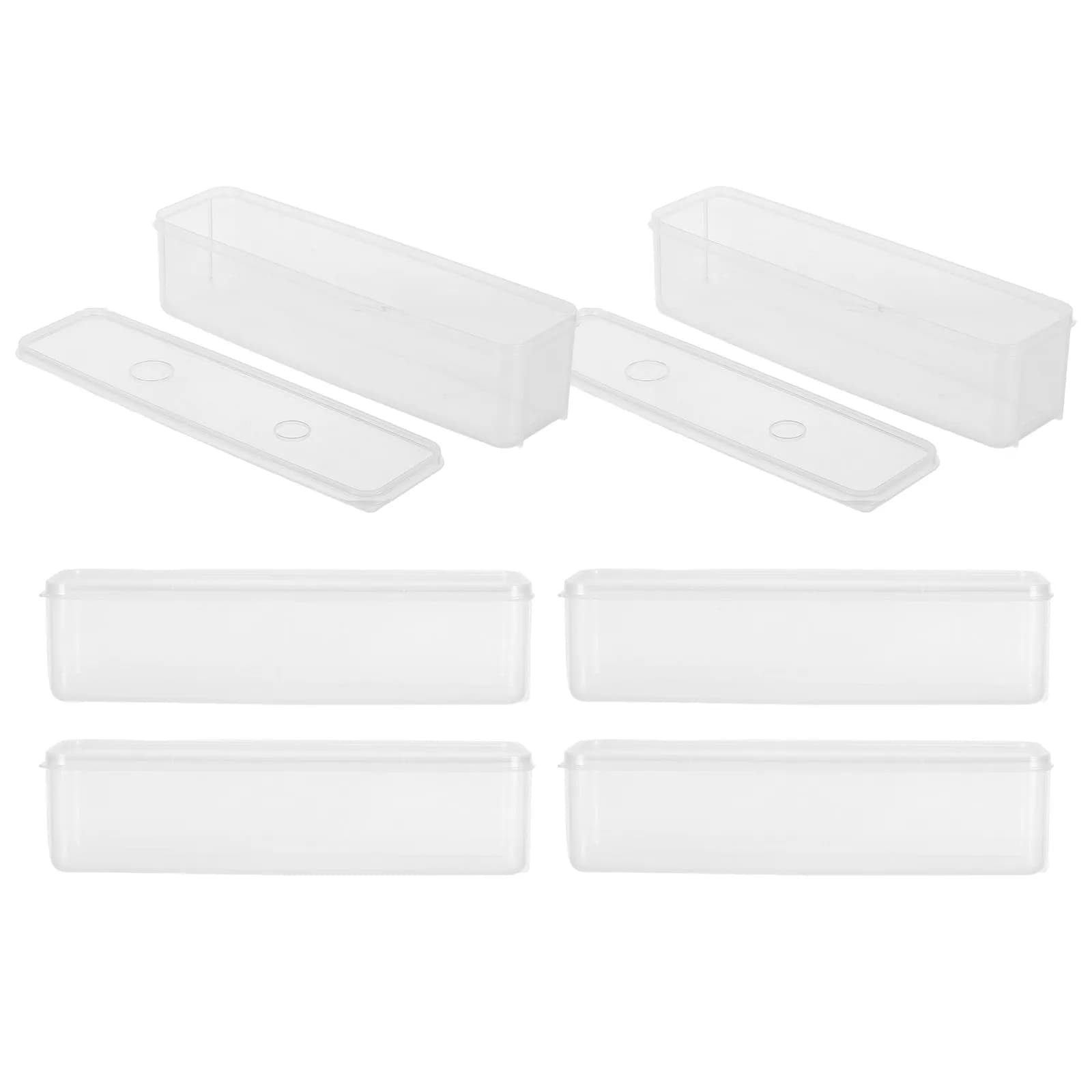 6Pcs Transparent Pasta Storage Containers Spaghetti Jars Airtight Rectangle Food Container Box for Noodles Cereal Rice Flour