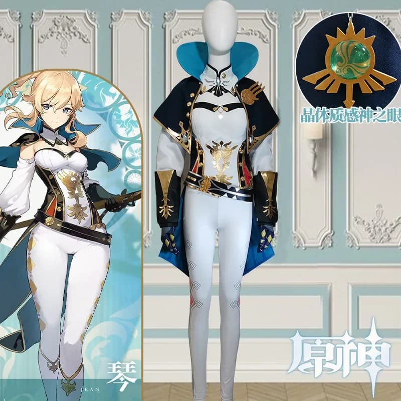 Jean Genshin Impact Costume Cosplay puntelli Halloween Christmas Fancy Party Costume accessori
