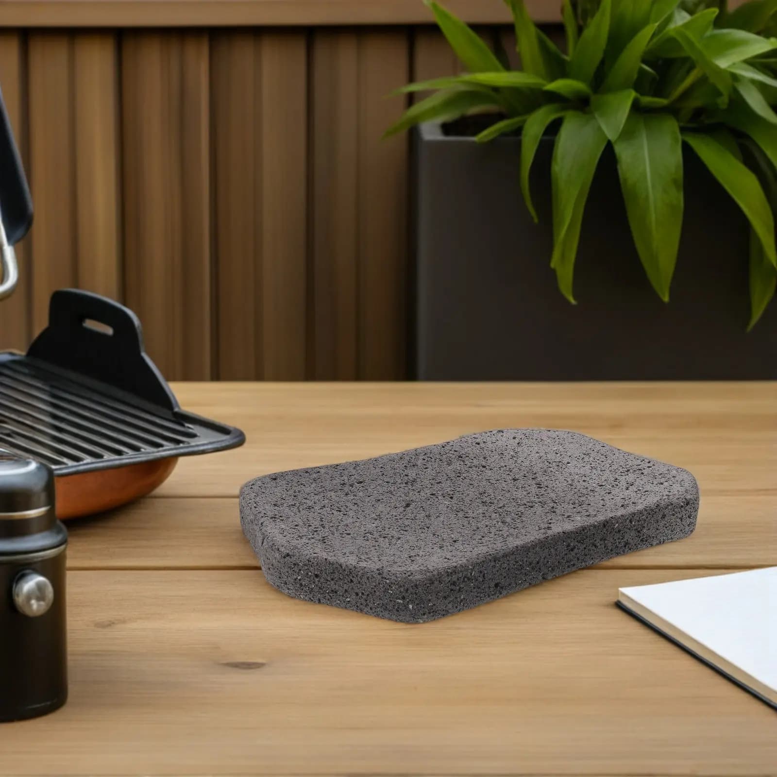 Pietra Vulcanica per Cucinare, Piastre in Pietra Lavica Spesse 0,1 mm per Griglia, Tegola da Forno per BBQ all'Aperto, per Bistecche, Pizza, Pesce