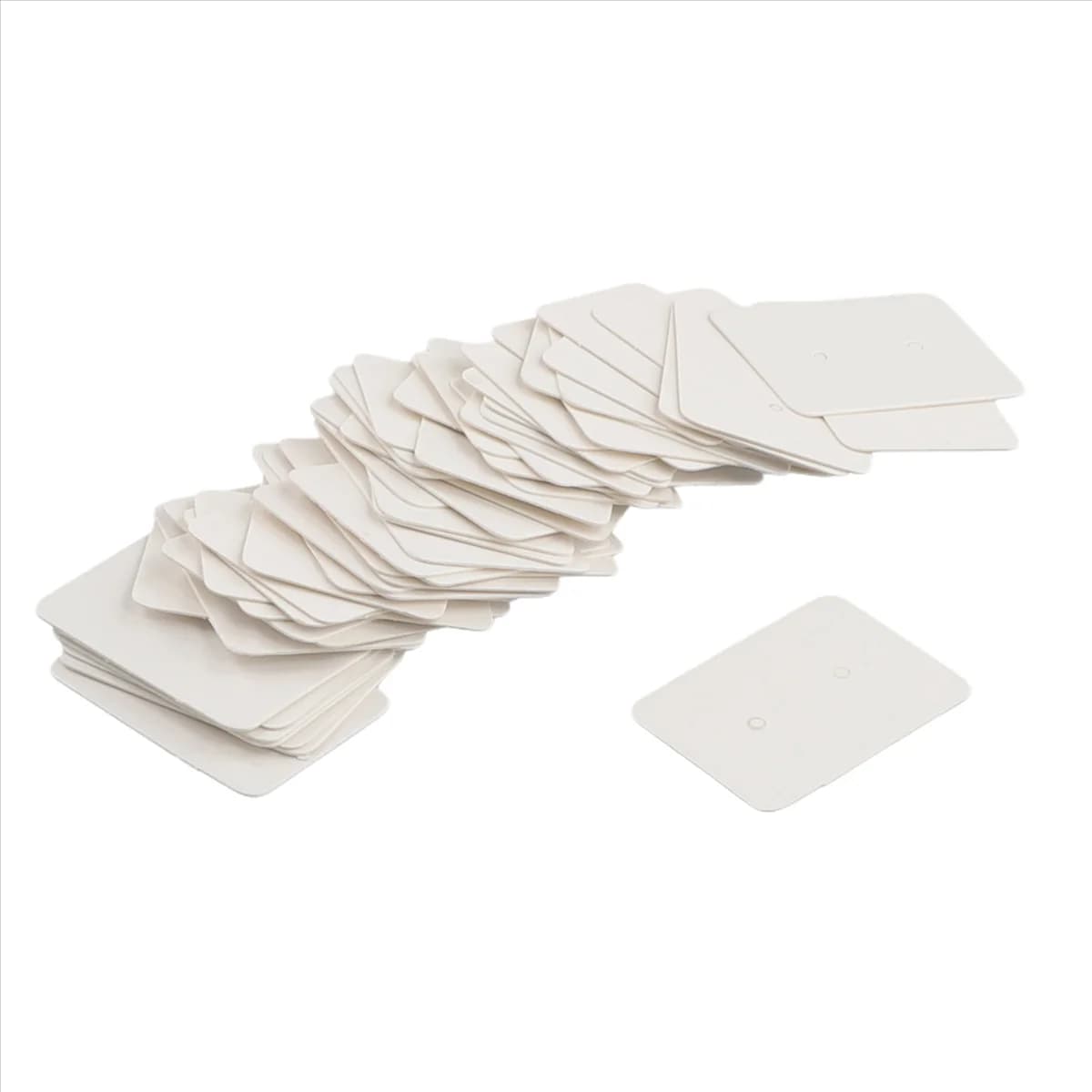 50 pezzi piccoli orecchini a bottone in carta kraft vuota biglietti da visita etichetta prezzo etichetta porta carte gioielli, 3,5 x 2,5 cm (bianco)