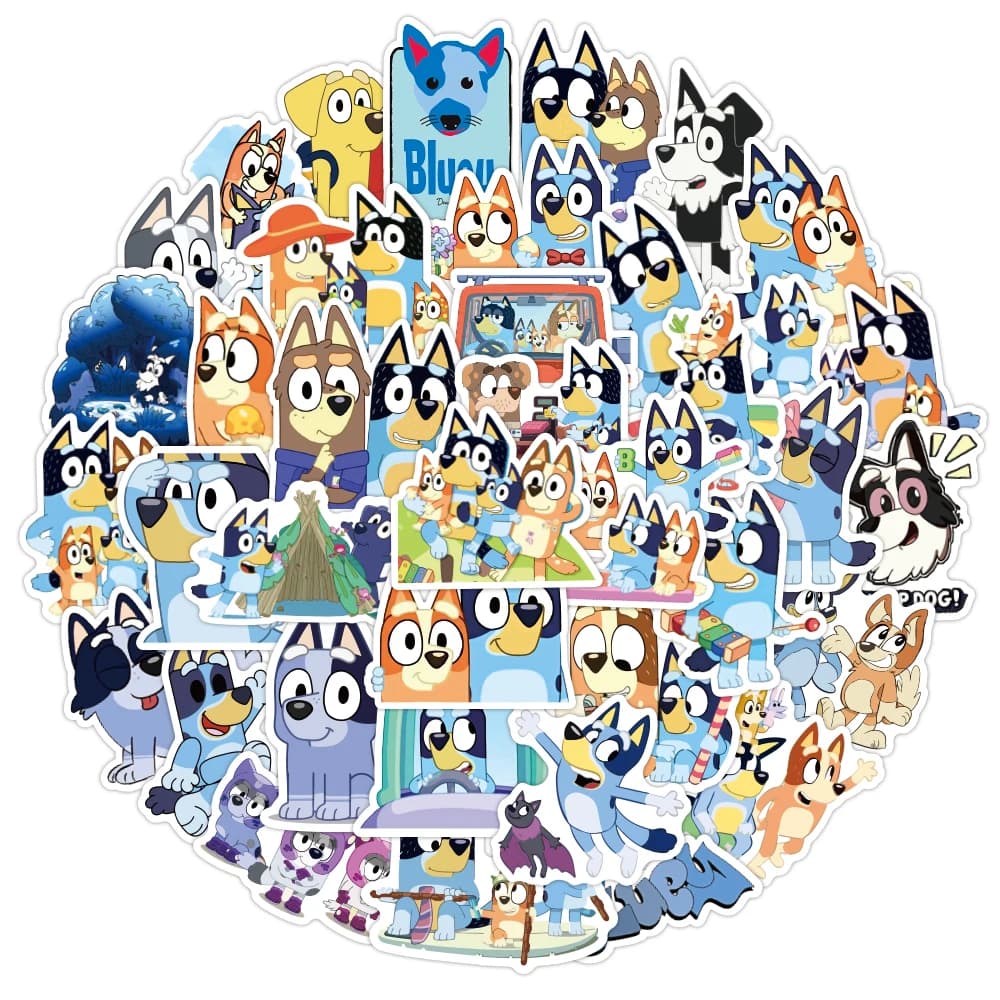 50PCS Cartoon Bluey Famiglia Animazione Adesivi Graffiti Adesivo Scrapbook Bagagli Laptop Chitarra Auto Bici Skateboard Giocattolo