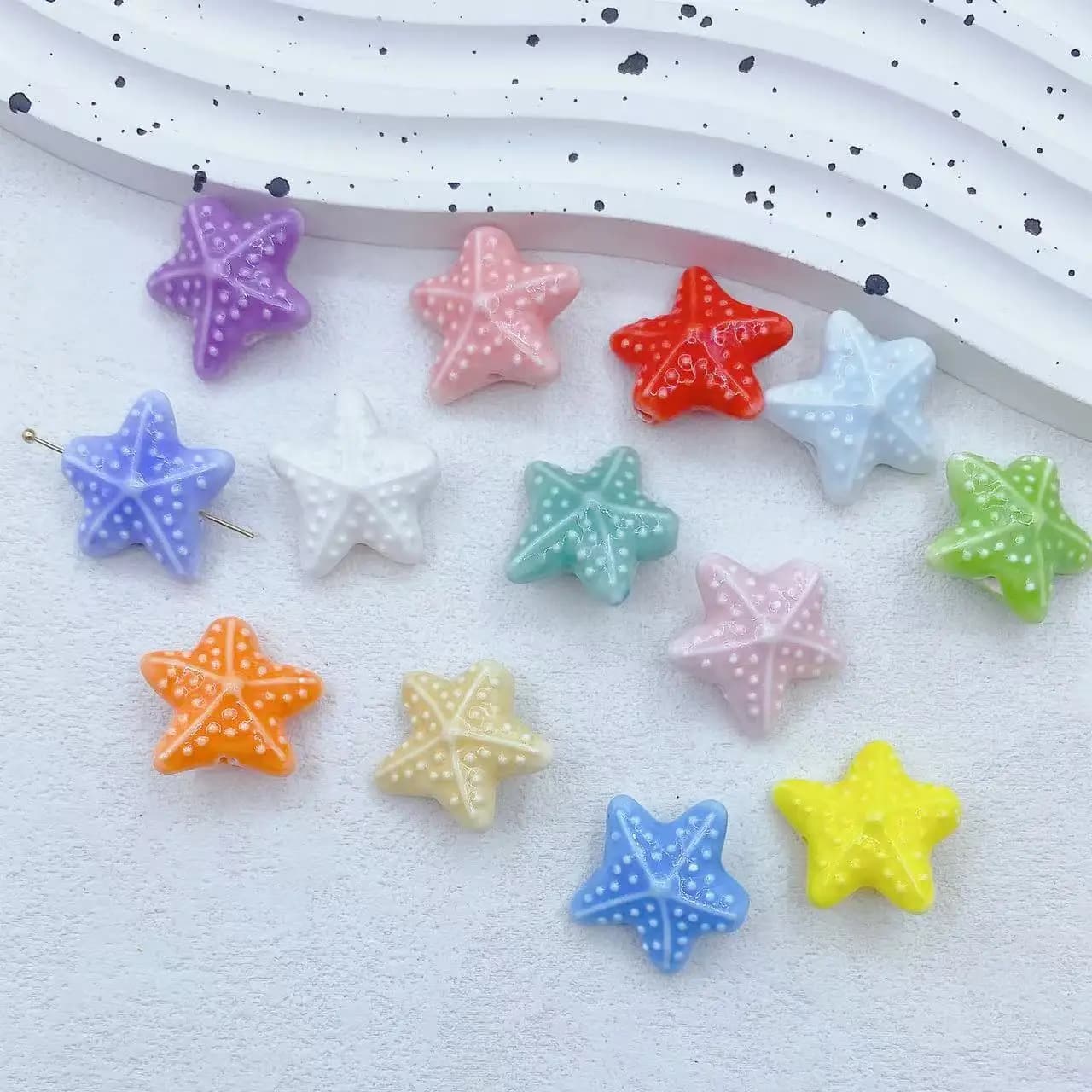5 pezzi di perline in ceramica stella marina 23 * 10 mm per la creazione di gioielli fai da te - Accessorio per collane e bracciali