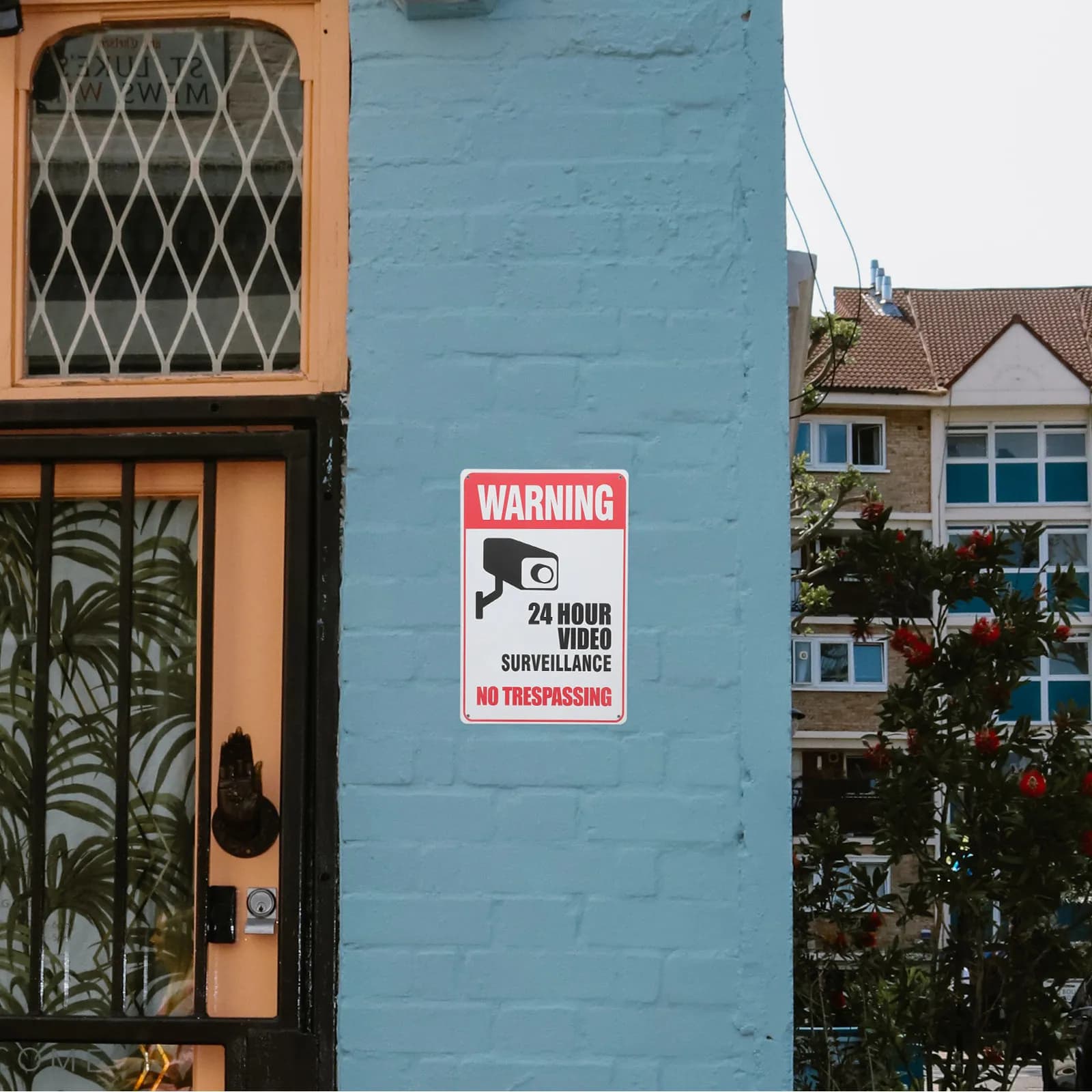 Vintage Style Metal No Trespassing Sign Home Outdoor Security Camera Warning Video Sign Yard Posted Signs No Trespassing