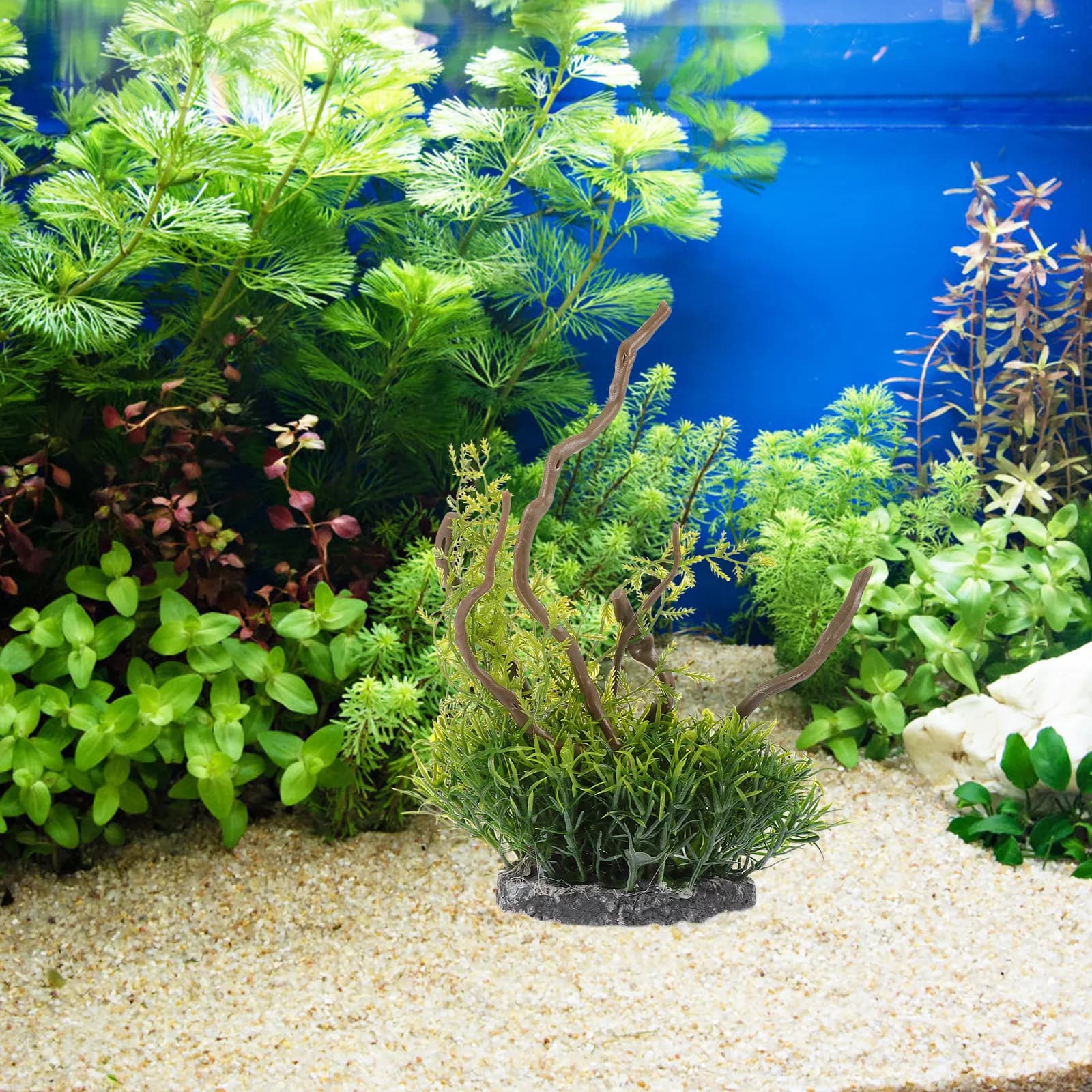 1 Piece Realistic Decoration for Aquarium, Small Artificial Underwater Plant Compact for Ornament Fish Bath, Natural Effect