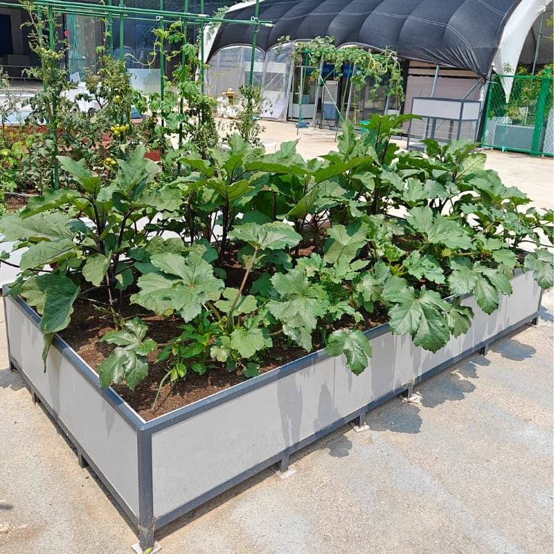 Large rectangular outdoor planter with aluminum alloy frame, for terrace, pot for plants and vegetable garden, aluminum alloy seed tub