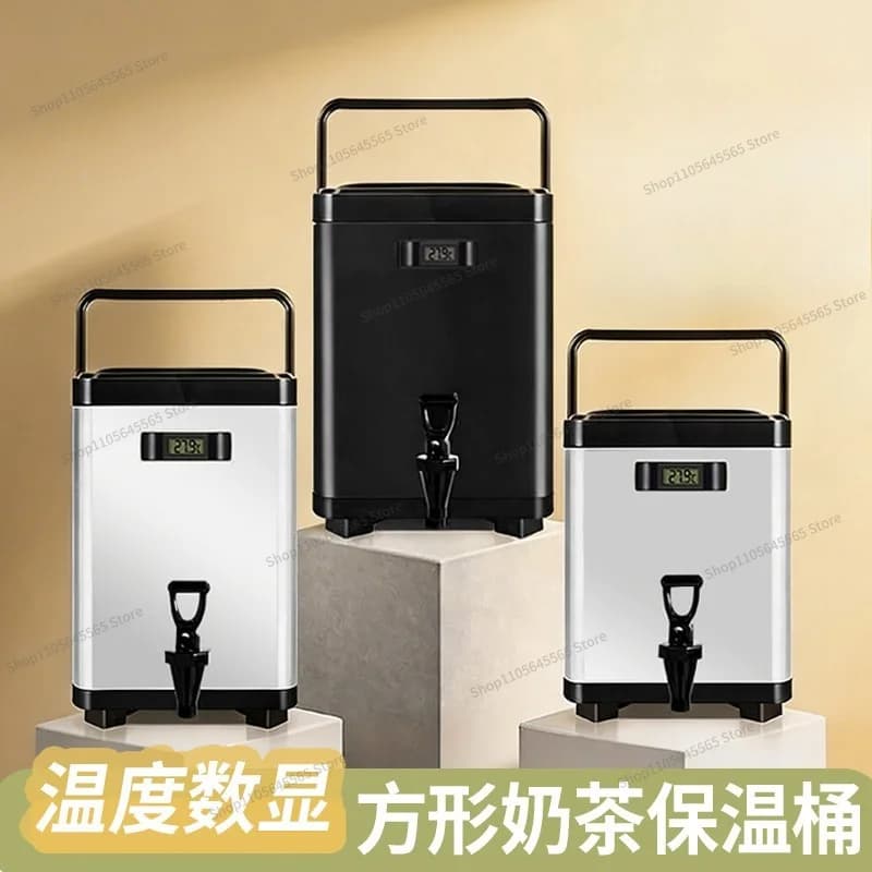 For Food Grade Stainless Steel Square Insulated Bucket, Large Capacity Milk Tea Bucket for Cold and Hot Insulation