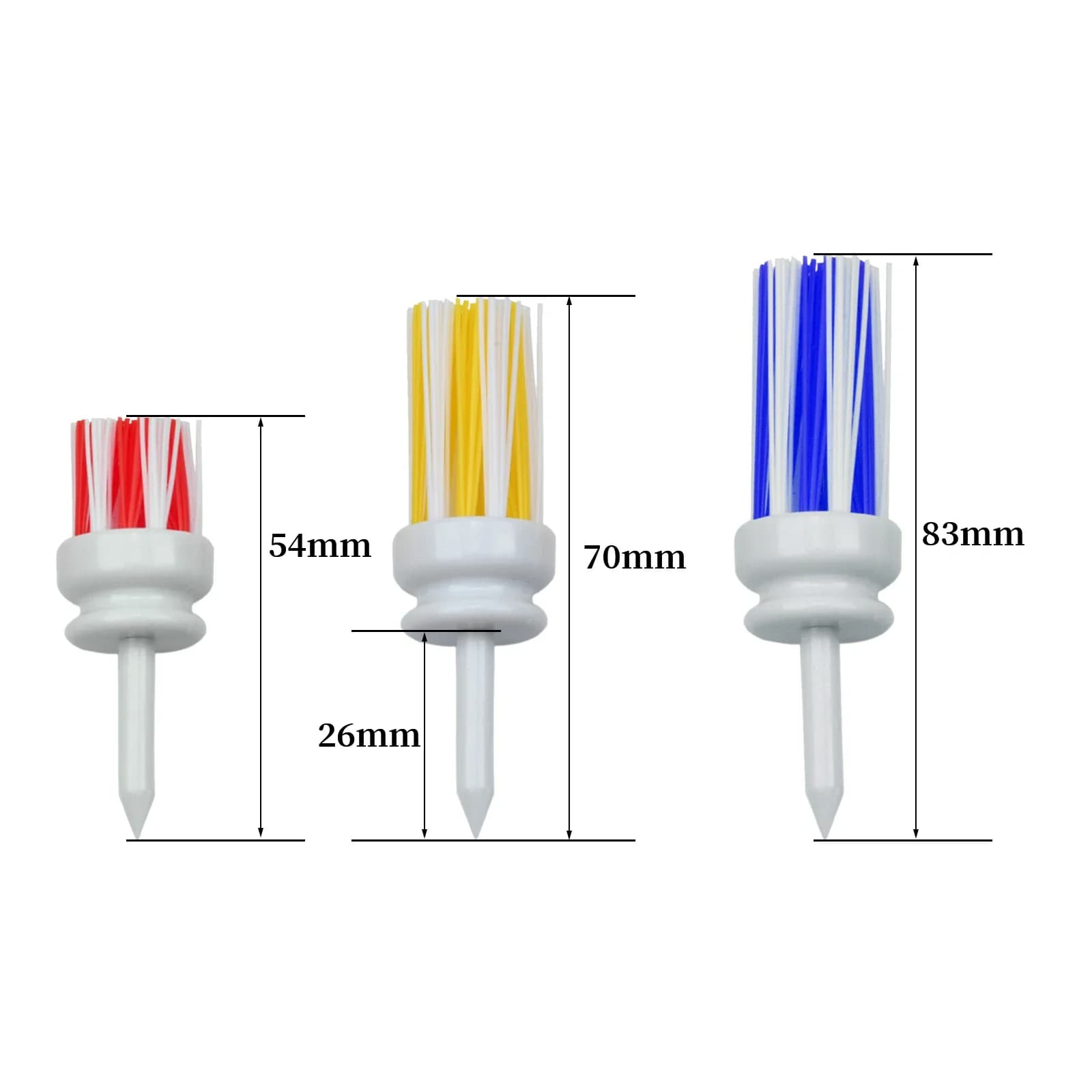 4 pz/lotto plastica Golf Tees Brush Unbreakable Tee 54/70/83mm Golf Tees plastica lunga Base a sfera supporto per spazzola a basso attrito Tee