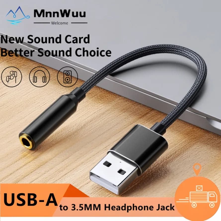 USB to 3.5 mm USB audio jack adapter USB external audio card converter for desktop PC headphones PS4 Switch Windows Mac Linux