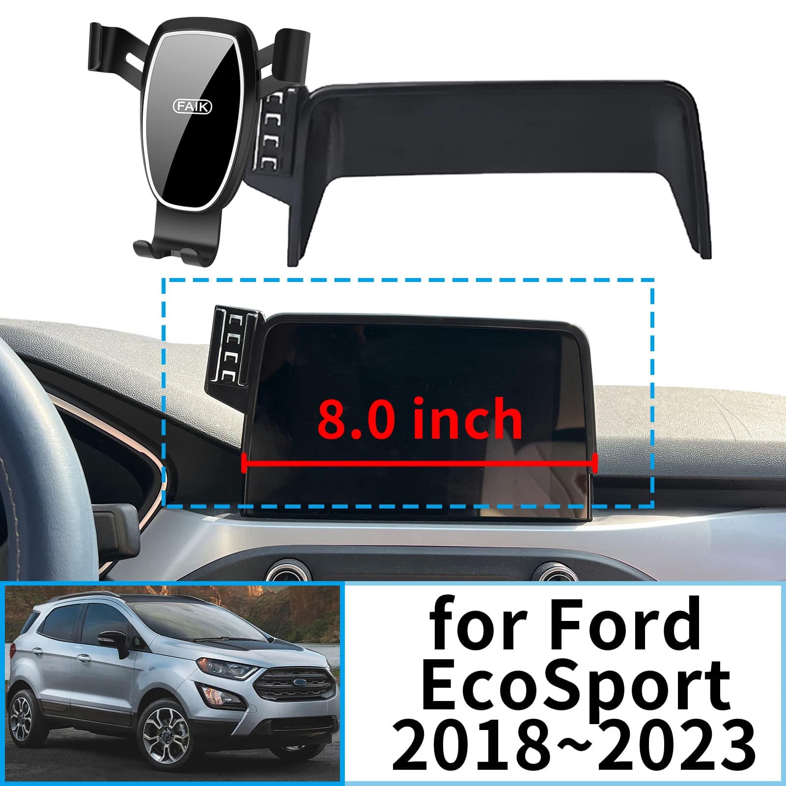 adatto per Ford EcoSport 2018 2019-2023 (8 pollici) Supporto per telefono con base per schermo di navigazione per auto ​ ​ accessori