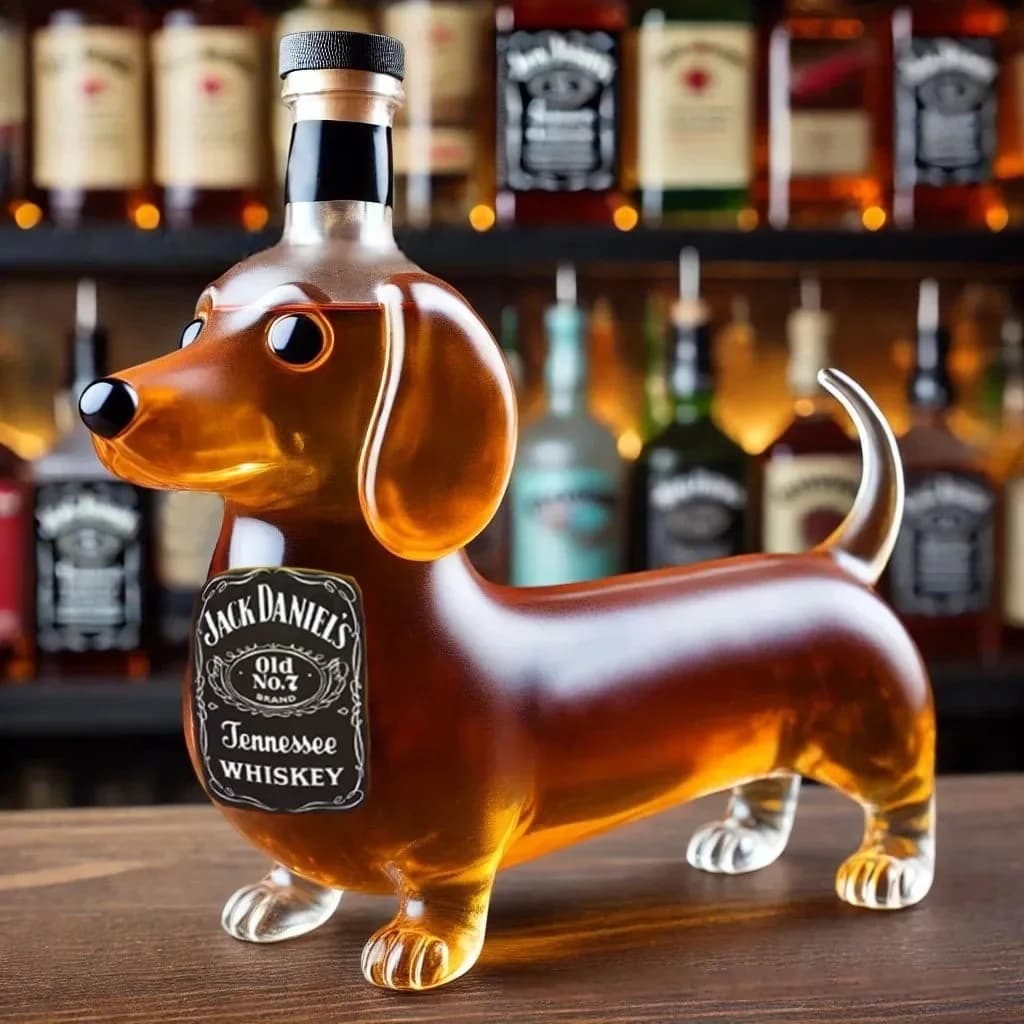 Nuova bottiglia di whisky per cani con salsiccia in vetro borosilicato alto Barattolo di stoccaggio per vino sigillato Accessori decorativi per bar per la casa carini