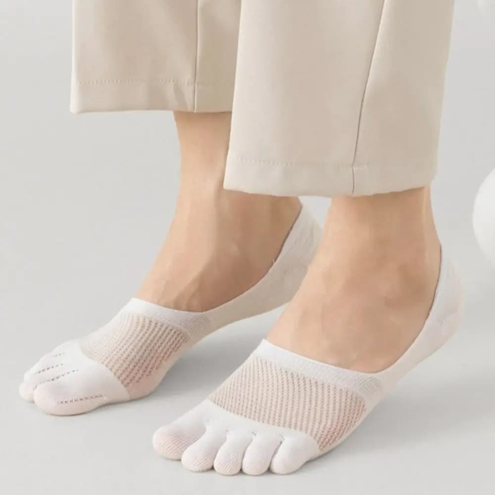 Ultra-thin Hosiery Men's Five Finger Socks Sweat-Absorbent Mesh Low Cut Five Toe Boat Socks Separate Fingers Mulberry Silk