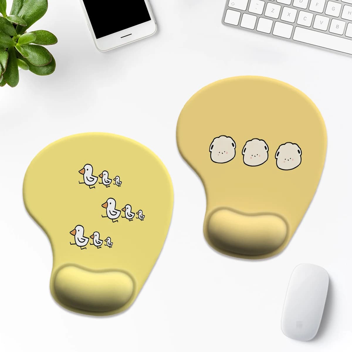 1pc giallo carino anatra e pecora mouse pad polso ergonomico morbido antiscivolo poggiapolsi supporto tappetino mouse per computer per PC da ufficio