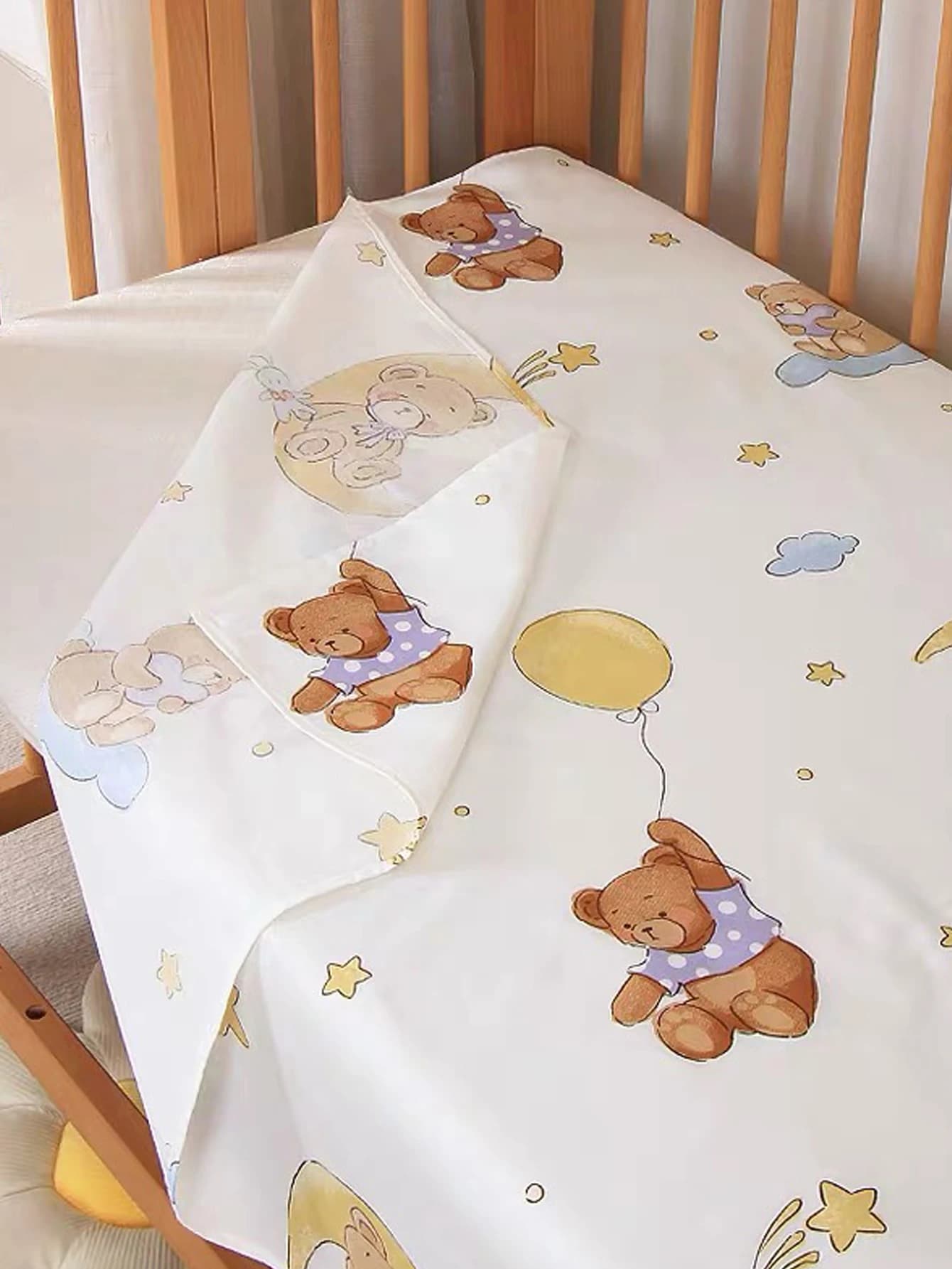 Baby Crib Cotton Animal Print Soft Breathable Moisture-Absorbent Bed Sheet Mattress Cover, Suitable for Both Boys and Girls, Can Be Used in All Seasons