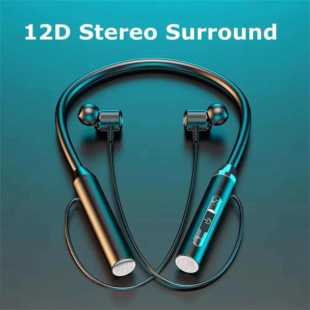 Auricolari Bluetooth wireless Cuffie con archetto da collo Cuffie sportive stereo da gioco Halter Auricolari magnetici impermeabili con display a LED