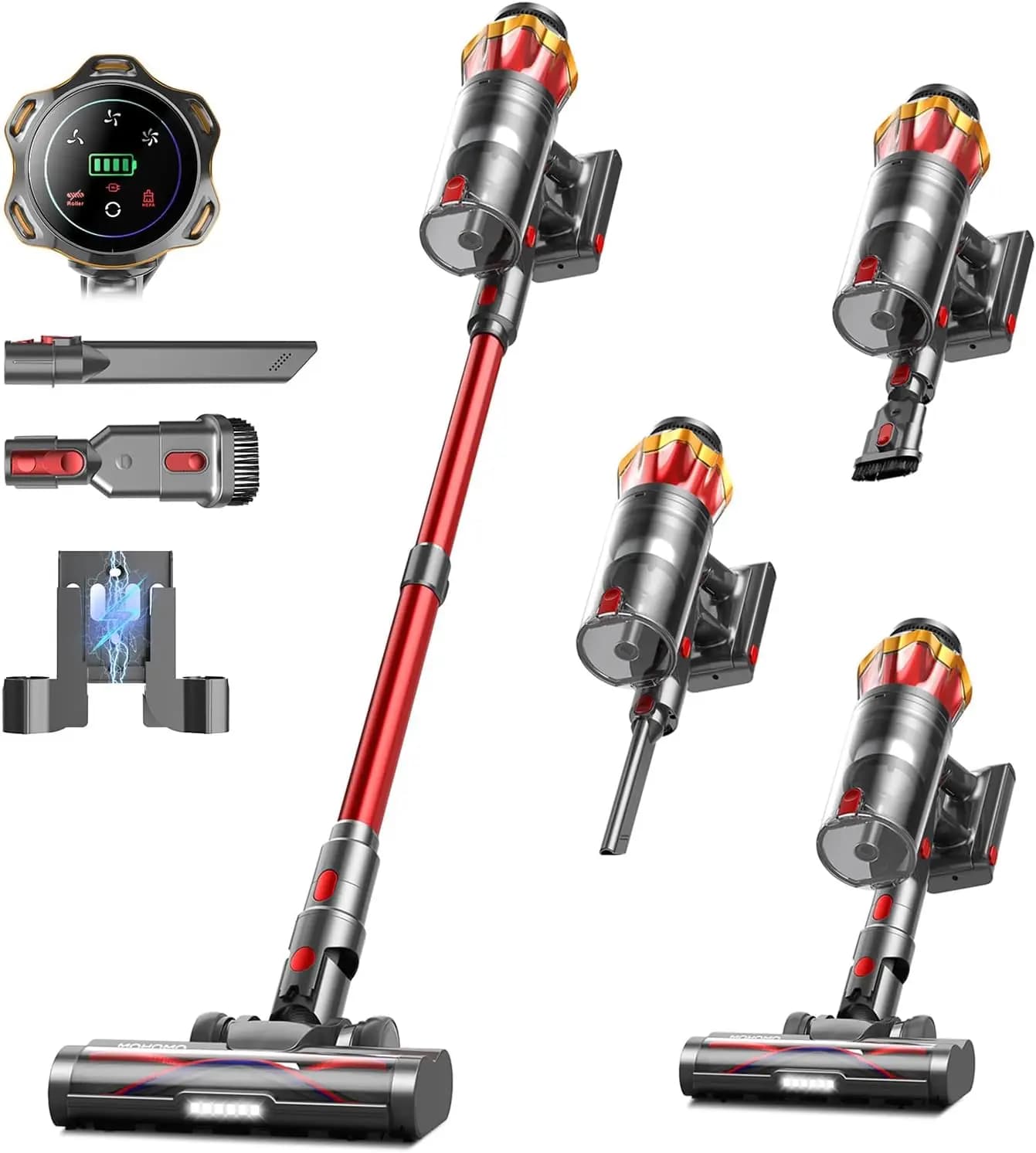 Aspirapolvere Senza Fili, 650W/55KPa, 70 Minuti di Autonomia, con Spazzola Anti-Groviglio e Schermo OLED Touch per Pavimenti in Legno, Tappeti, Peli di Animali Domestici