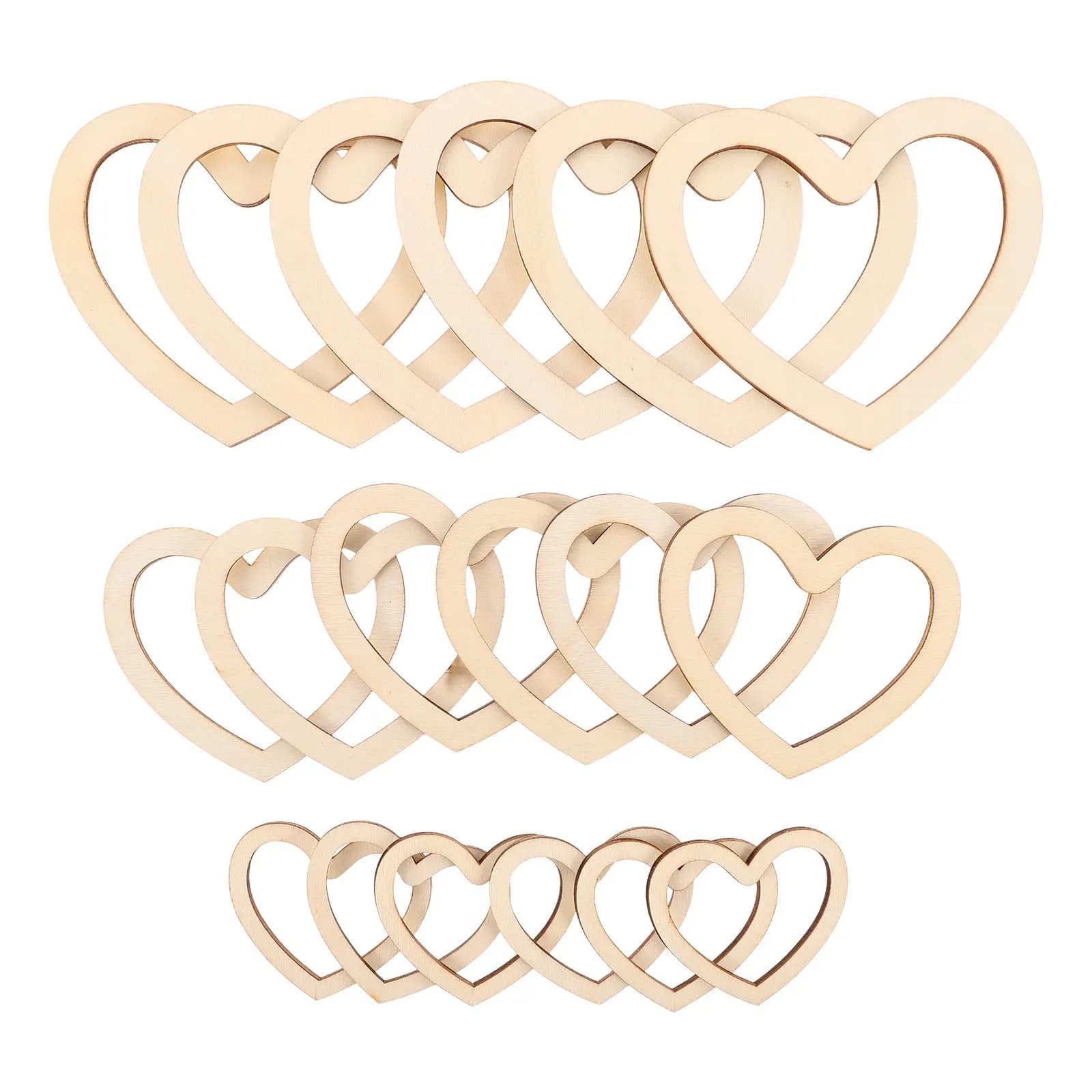 18Pcs Wooden Dream Catcher Frame Heart Shaped Craft Hoop Rings for DIY Wall Hanging Decor Floral Wreath Base Boho Style